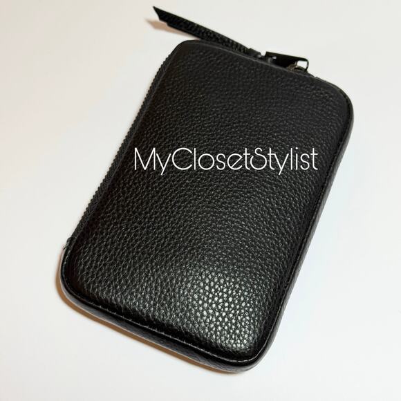 BANDOLIER RARE SIZE Expanded Pouch New Black Leather Pewter Zipper Mini UNICORN! - Picture 5 of 5